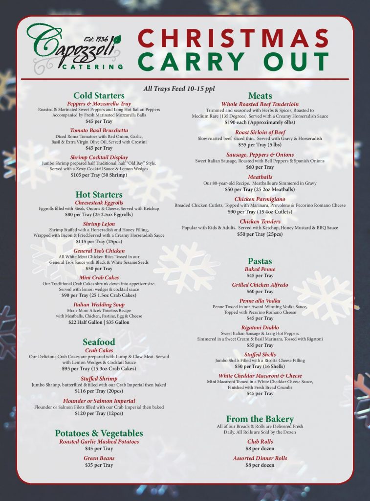 Holiday Catering Capozzoli Catering, 801 Morton Avenue, Folsom, PA